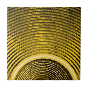 Carreau Haut-parleur de musique jaune et ondes sonores