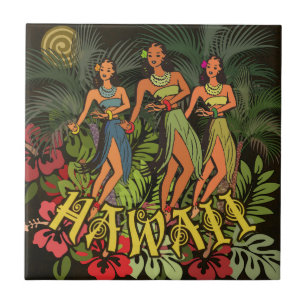 Carreau Hawaii Aloha Palm Hula Art Design