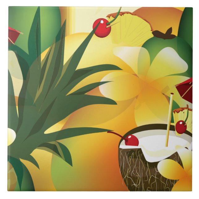 Carreau Hawaiian Luau Tropical Tiki Bar Grand Carrelage (Devant)