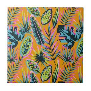 Carreau Hawaiian Tropical Feuilles Et Plante Imprimer Moti