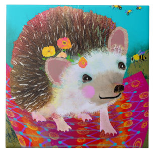 Carreau Hedgehog and Bee Ceramic Kitchen Tile