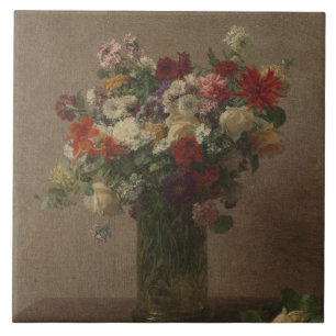 Carreau Henri Fantin-Latour Fleurs anciennes de Normandie