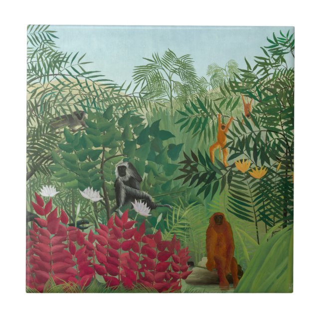 Carreau Henri Rousseau - Forêt tropicale avec singes (Devant)