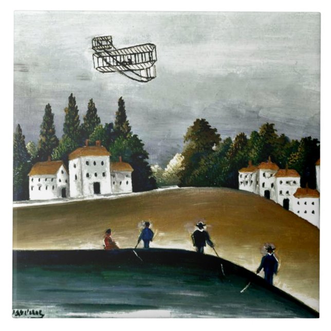 Carreau Henri Rousseau - Les Pêcheurs et le Biplan (Devant)