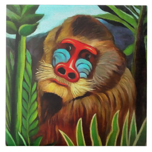 Carreau Henri Rousseau Mandrill Dans La Jungle Art Vintage