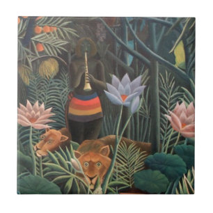 Carreau Henri Rousseau The Dream Jungle Flowers Naive Art