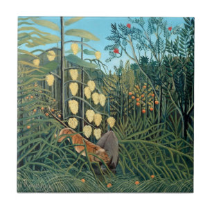 Carreau Henri Rousseau - Tigre et buffle en lutte