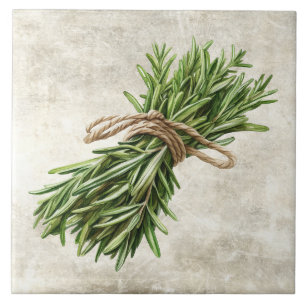 Carreau Herbes aquarelles rustiques avec motif ficelle
