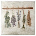 Carreau Herbes séchées rustiques Faux Texture simple<br><div class="desc">Arrière - plan rustique à texture fausse avec des herbes de séchage accrochées à une branche. Design minimaliste simple. Un air de pays vintage. Idéal pour votre pays Maison de ferme en français ou en cottage.</div>