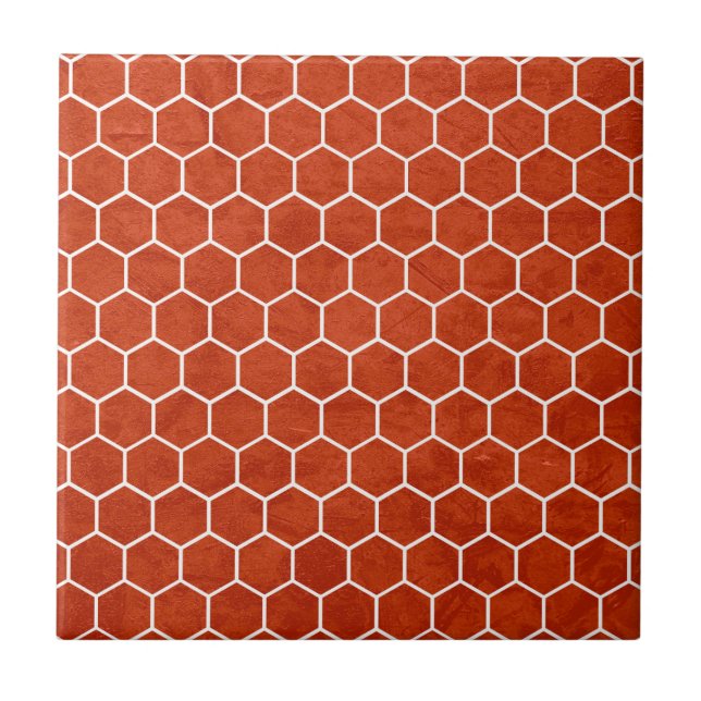 Carreau Hexagonal Texture Motif Rustique Grange Rouge (Devant)