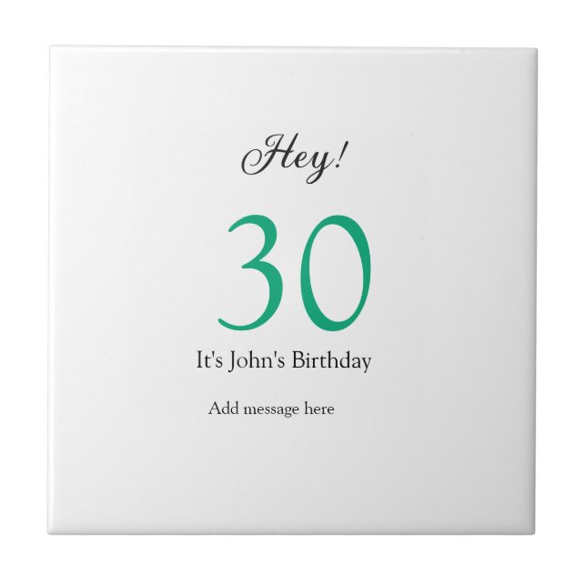 Carreau Hey c'est la 30e anniversaire vert noir lettre gra (Devant)