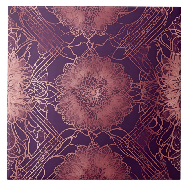 Carreau Hey Rosegold Floral art AI  (Devant)