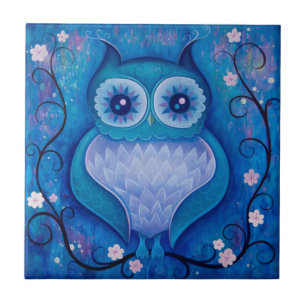 Carreau hibou bleu