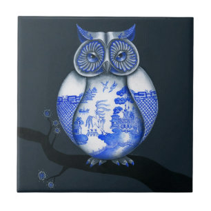 Carreau Hibou bleu de saule