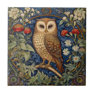 Carreau Hibou dans le jardin style William Morris