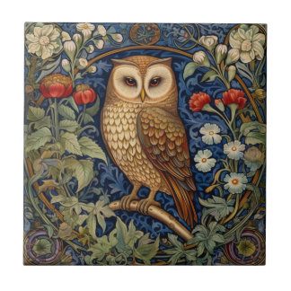 Carreau Hibou dans le jardin style William Morris