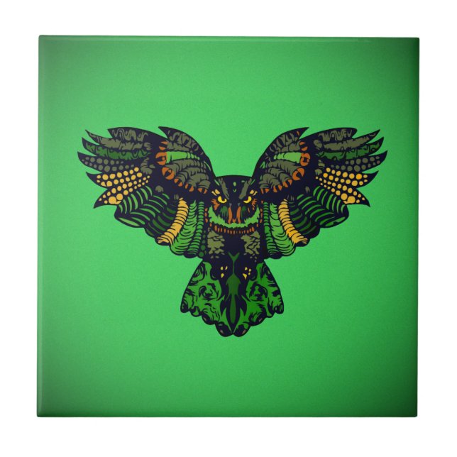 Carreau Hibou émeraude majestueux (Devant)