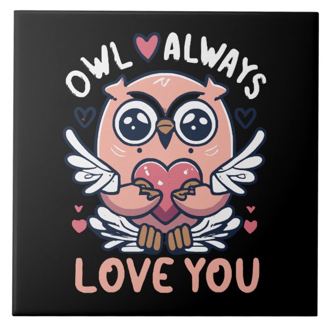 Carreau Hibou t'aime toujours - Saint Valentin (Devant)