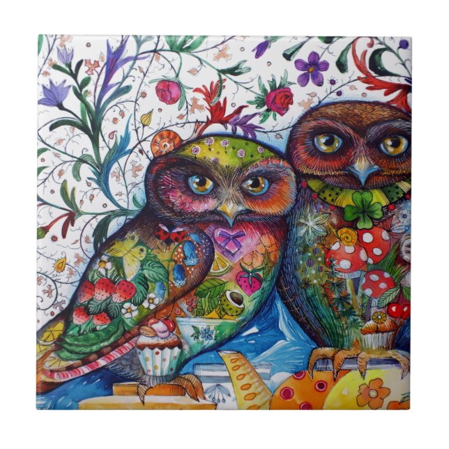 Carreau Hiboux médiévaux 1 (Devant)