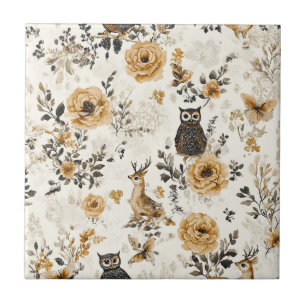 Carreau Hiboux vintage et motif botanique floral (3)