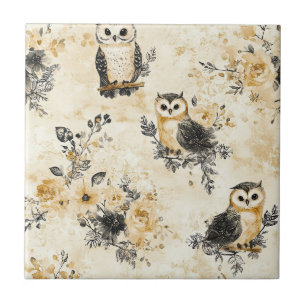 Carreau Hiboux vintage et motif botanique floral (8)