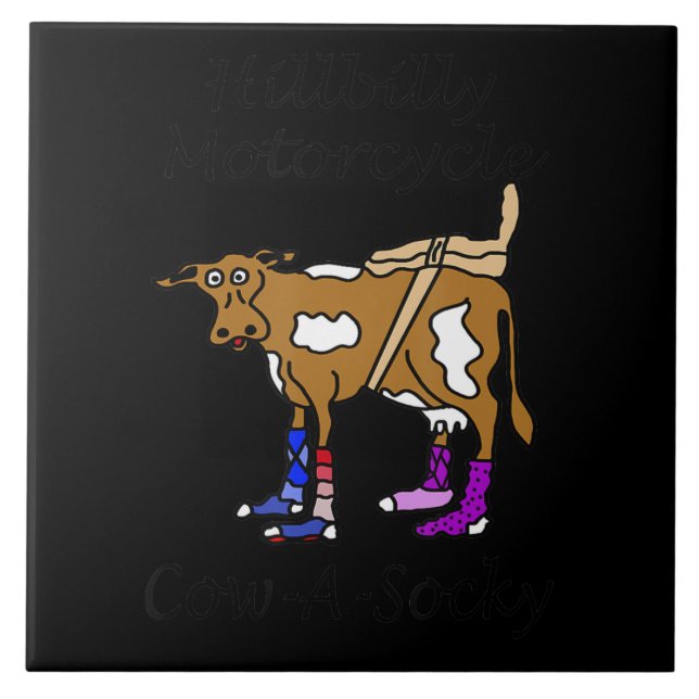 Carreau Hillbilly Motorcycle Drôle Cadeau Vache Pour Vélos (Devant)