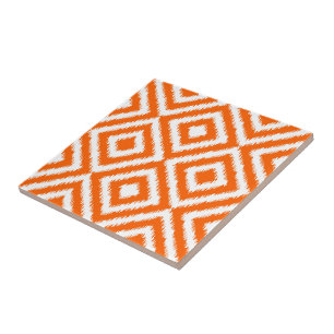 Carreau Hip Orange Ikat Diamond Carrés Mosaic Motif