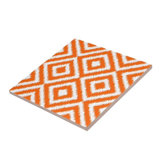 Carreau Hip Orange Ikat Diamond Carrés Mosaic Motif (Côté)