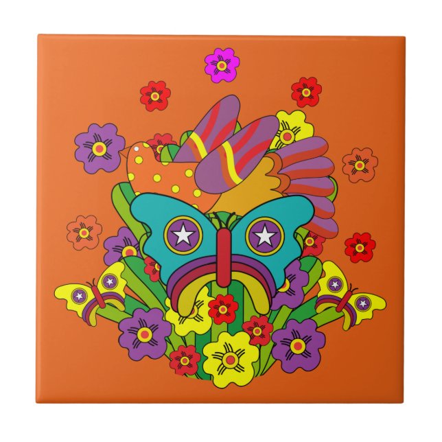 Carreau Hippies - Hippy Flower Power - Hippies mignons - 1 (Devant)