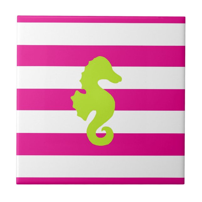 Carreau Hippocampe blanc et vert de roses indien (Devant)