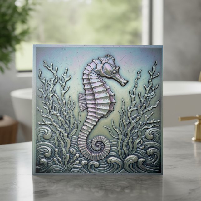 Carreau Hippocampe iridescent métallique ID1223 (Créateur téléchargé)
