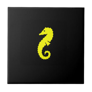 Carreau Hippocampe jaune-sur-noir