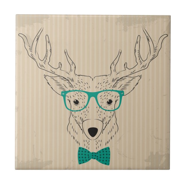 Carreau Hipster Reindeer Elk avec des lunettes grungy Noël (Devant)