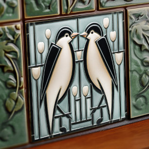 Carreau Hirondelles d'hiver Mackintosh Art Déco Nouveau Dé