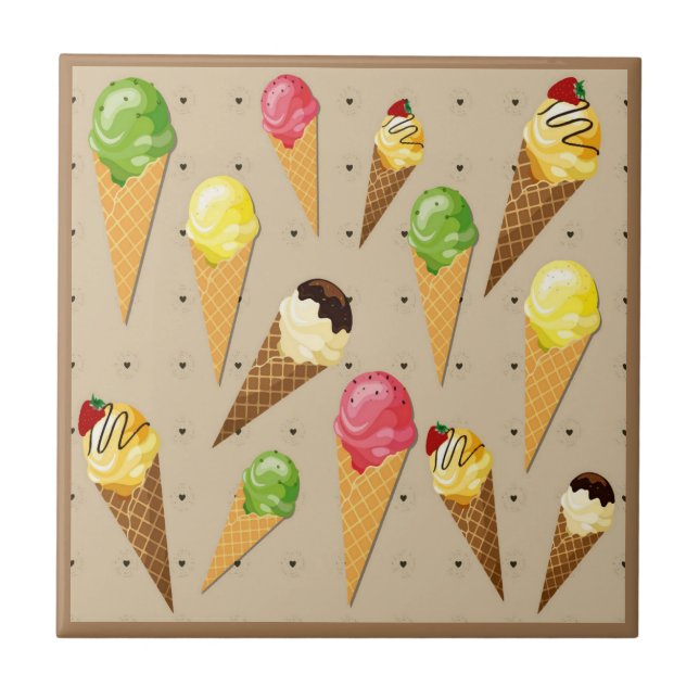 Carreau Hissez cream cones hearts-Beige (Devant)