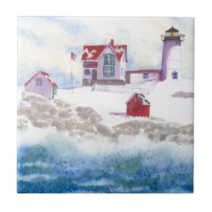Carreau hiver à Nubble LIghthouse dans Maine Carrelage en