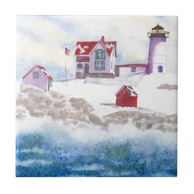 Carreau hiver à Nubble LIghthouse dans Maine Carrelage en  (Devant)