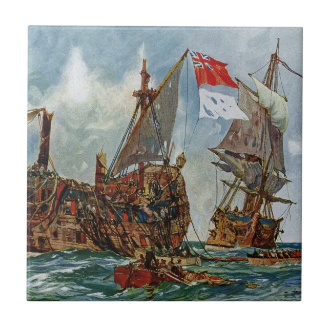 Carreau HMS Nottingham et cuirassé Mars 1703 (Devant)