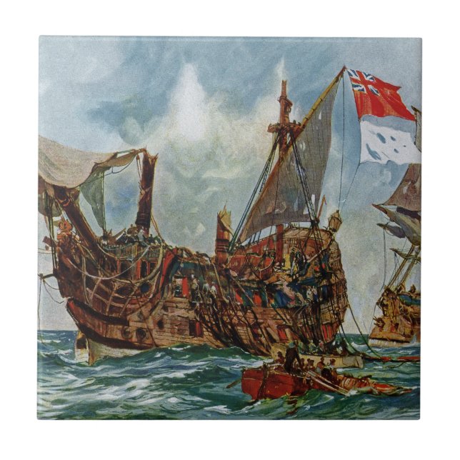 Carreau HMS Nottingham et cuirassé Mars 1703 (Devant)
