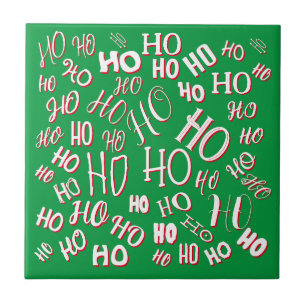 Carreau HO HO HO motif texte de Noël blanc vert rouge