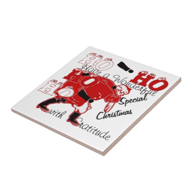 Carreau HO HO J'ai un merveilleux Noël avec gratitude (Côté)