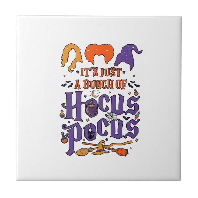 Carreau Hocus Pocus Halloween Sorcières Chaudron Balai Cha (Devant)