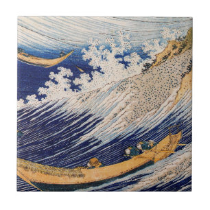Carreau Hokusai Ocean Waves Sea Boats