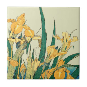 Carreau Hokusai Sauterelle Iris Impression Vintage : Japon