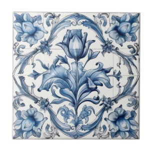 Carreau Holland Blue Tulip Motif