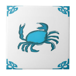 Carreau Hollande bleu Crab Delft holland
