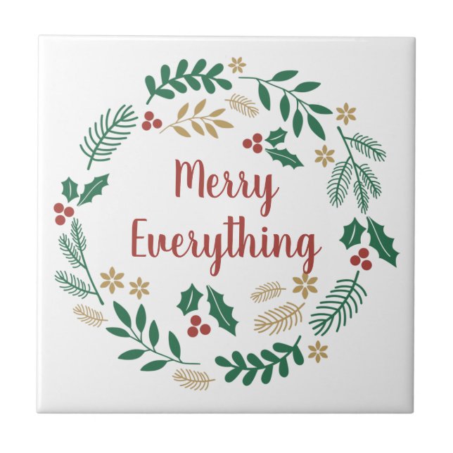 Carreau Holly Berry Pine Wreath Joyeux Tout Vacances (Devant)