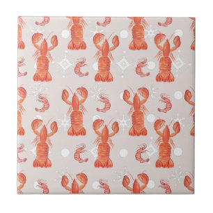 Carreau Homard Crustacé Aquarelle Snowflake Motif