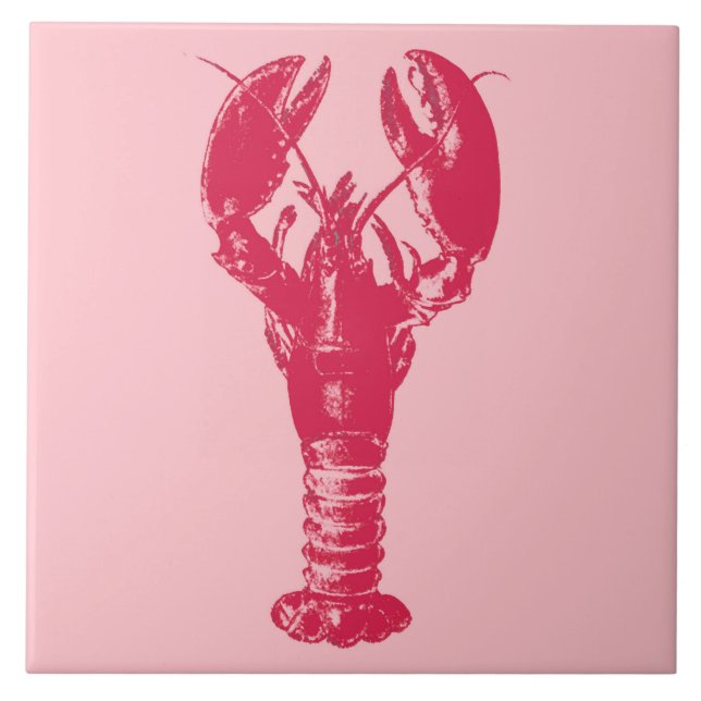 Carreau Homard Fuchsia sur Corail clair rose (Devant)