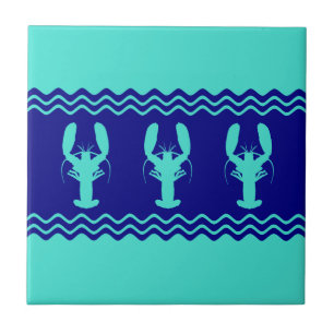 Carreau Homard Motif bleu turquoise et marine